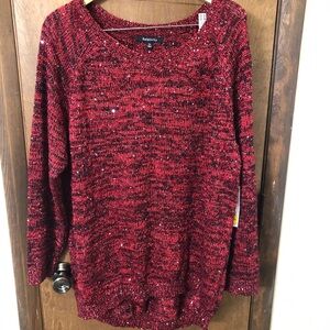 Relativity Women’s 2X Sparkling Sweater - Red